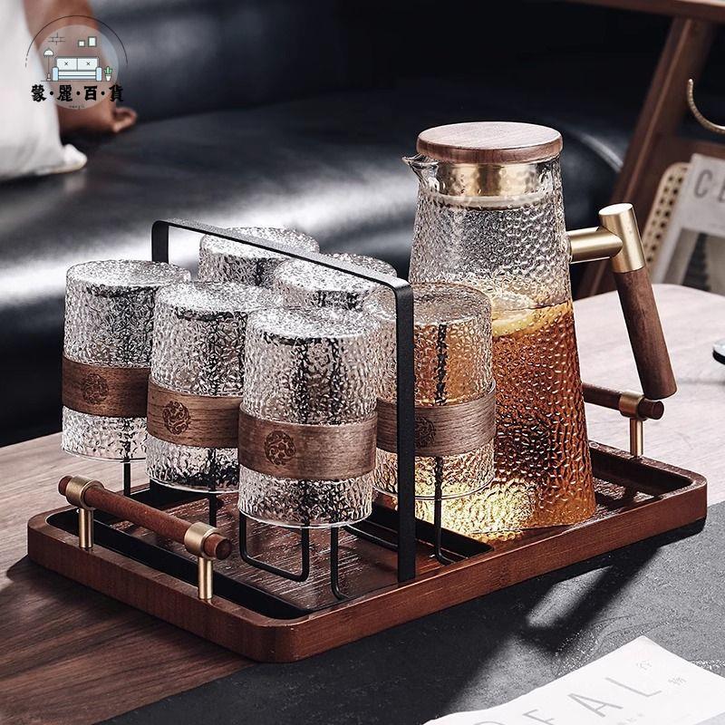 免運 水杯 家用杯 杯子 馬克杯 陶瓷杯 中式復古玻璃杯水具套裝家用客廳待客耐高溫茶杯家庭喝水杯子杯具特惠/工廠現貨 店長推薦 全館折扣 售後保障 m5322