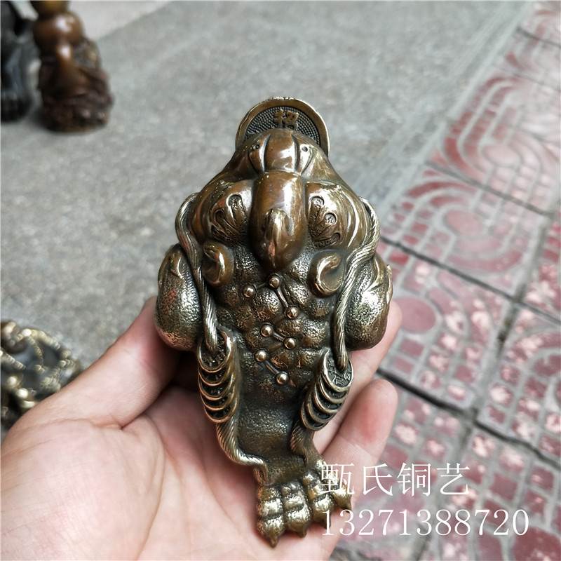 金蟾純黃銅銅器精品傢俱客廳辦公室汽車內飾擺件茶寵小手把件