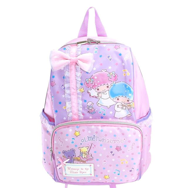 【震撼精品百貨】Little Twin Stars KiKi&LaLa 雙子星小天使~三麗鷗雙子星兒童氣墊後背包(粉紫星星)*99252