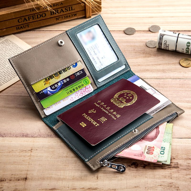 多功能真皮拉鏈護照包 證件袋男女士出國旅行超薄錢包 卡包 機票夾潮 護照包 證件包