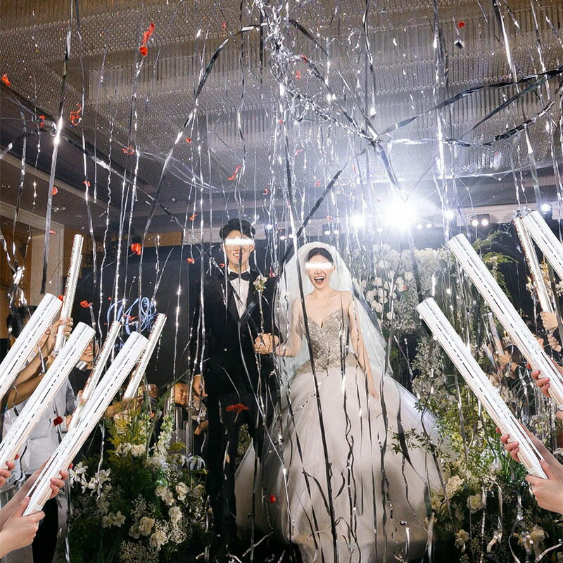 銀色絲帶禮花筒綵帶流星雨絲禮炮婚禮訂婚專用手持用品