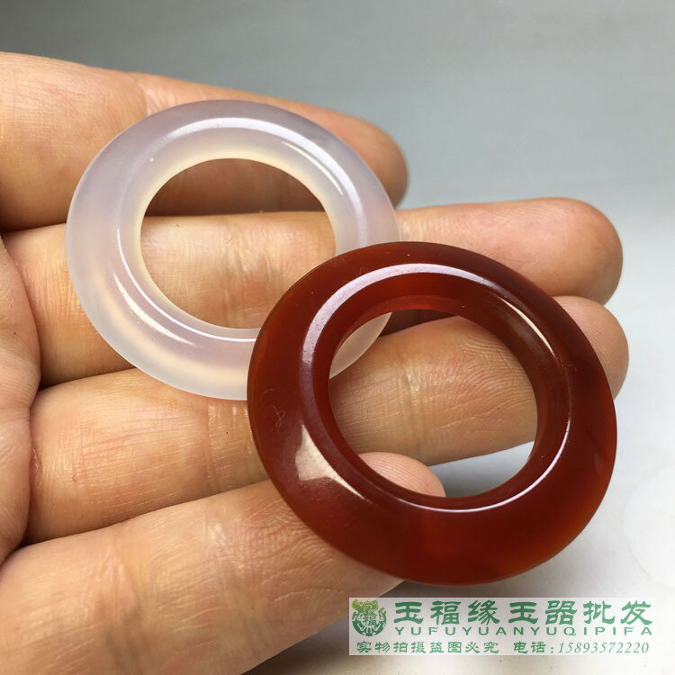 古玉老玉環瑪瑙環戰國環仿古白瑪瑙三才環袈裟環平安扣玉髓配飾| 協貿