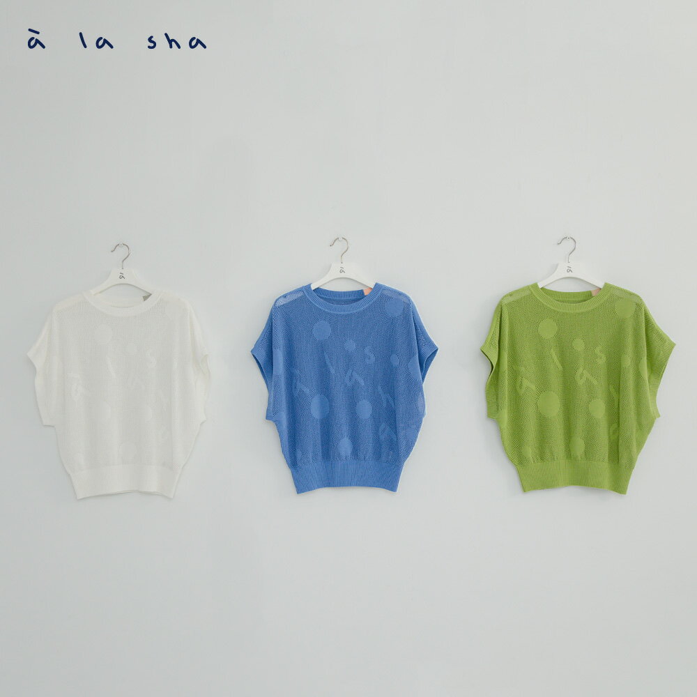 a la sha LOGO圓點洞洞針織上衣 3
