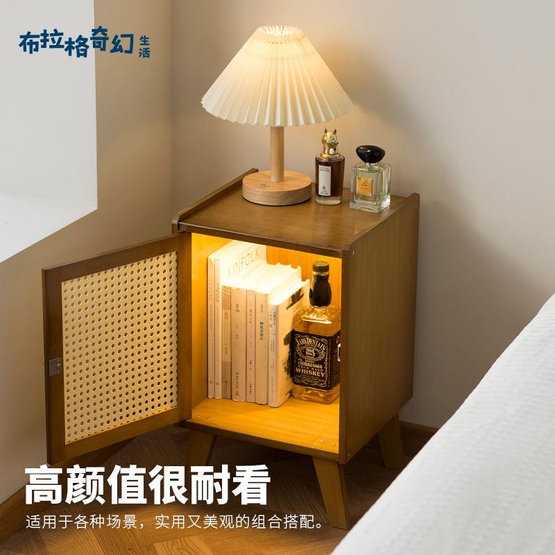 現貨速發 床頭櫃 現代 非實木小型 簡約 臥室儲物櫃 收納藤編沙發北歐小戶型日式[PP0515062]