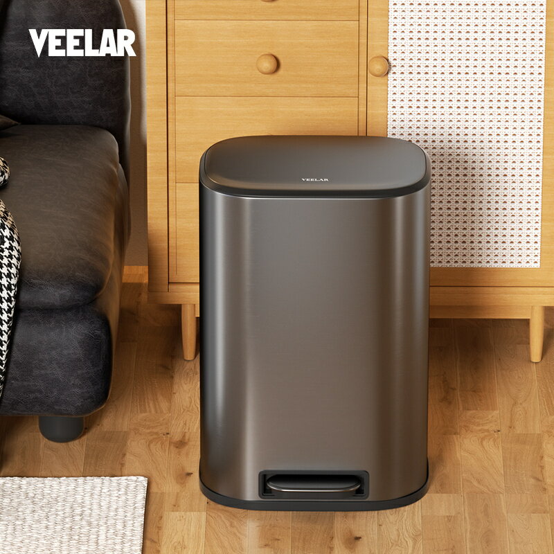 公司貨 最低價 垃圾桶 【品牌補貼】VEELAR垃圾桶不銹鋼家用廚房客廳帶蓋腳踩踏2024新款 快速出貨