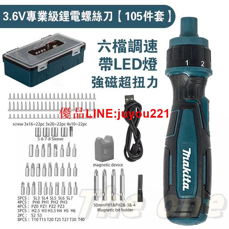 全新 牧田螺絲刀 六擋調節 螺絲刀 電動 3.6V TYPE-C小型多功能螺絲起子 拆卸螺絲 鋰電起子機 牧田起子幾