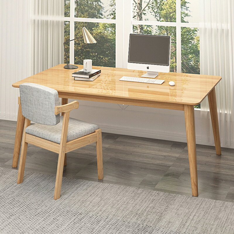 全實木書桌家用簡約現代學生書桌臥室電腦桌子書臺寫字桌一字板桌