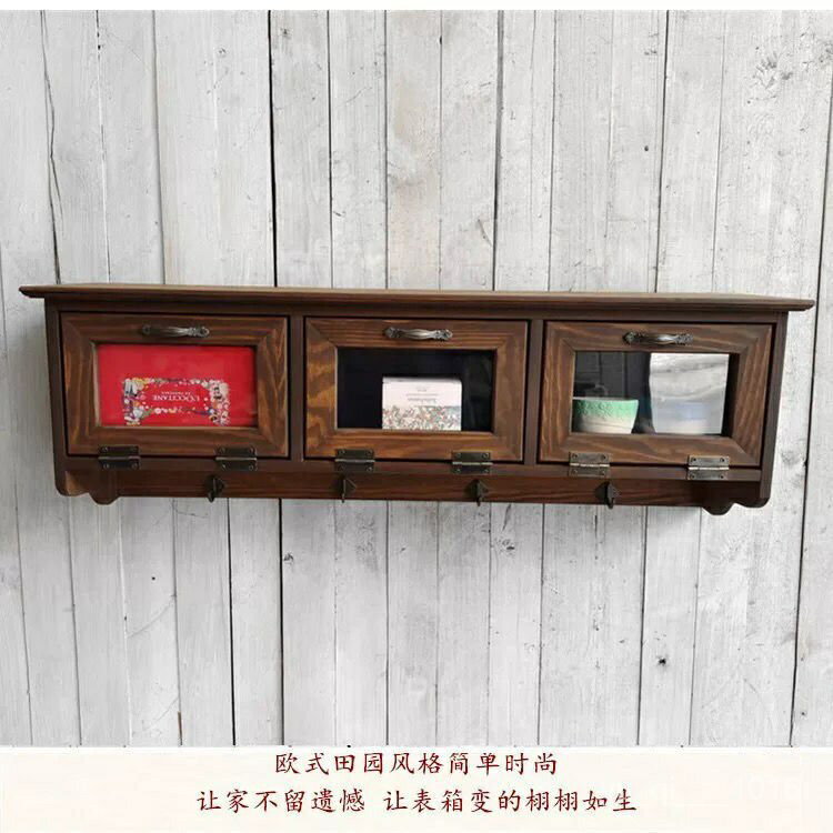 可客製優選免運實木複古收納墻壁置物架衣帽掛鈎茶葉具桌邊擱闆墻上裝飾壁掛弔櫃實木層闆掛墻置物架壁掛書架