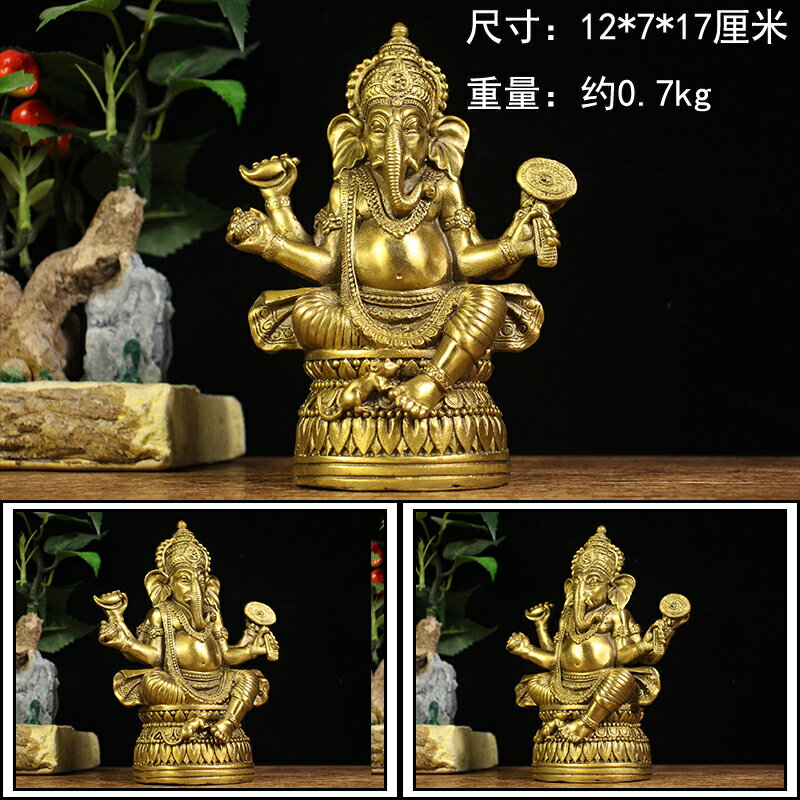 純銅は鼻財神、タイ五頭象神、風水、招財-