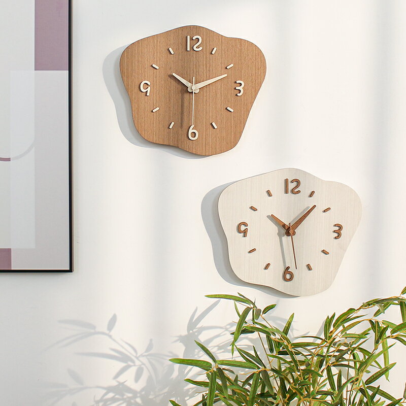 掛鐘 鬧鐘 MJK鐘錶簡約現代掛鐘客廳家用時尚創意靜音木質北歐時鐘掛牆掛錶『my6108』