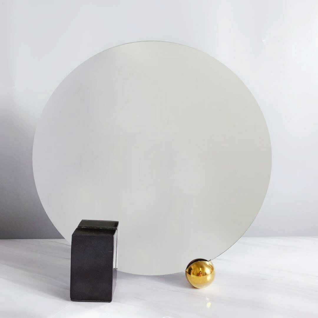 現代簡約銀鏡大理石擺件輕奢金屬圓環幾何裝飾玄關客廳創意裝飾品