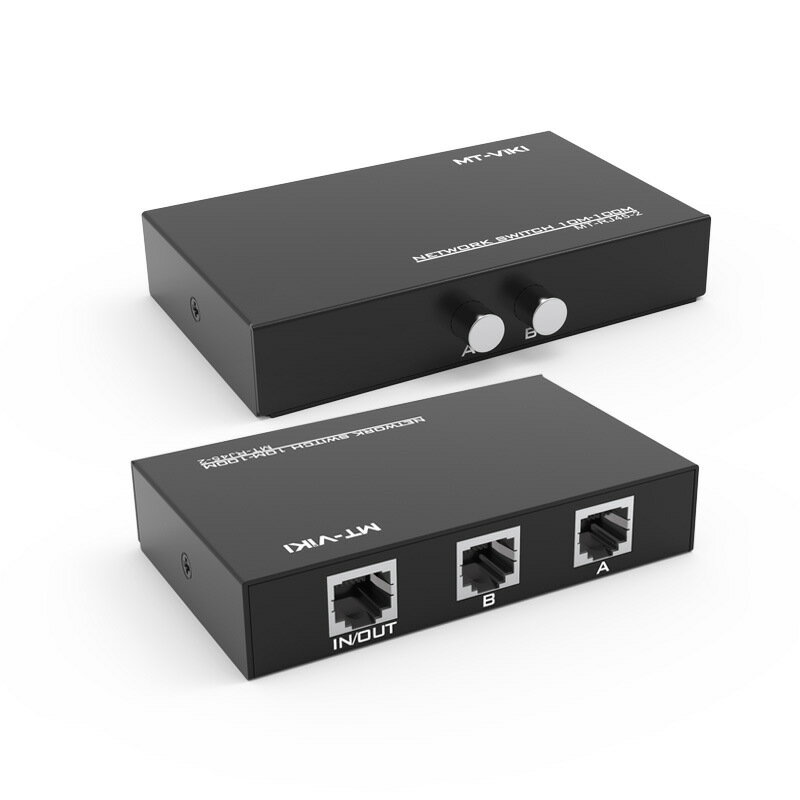 【易控王】RJ45 2 Port網路切換器 一進二出/二進一出 雙向互轉 內外網切換 (40-760-01)