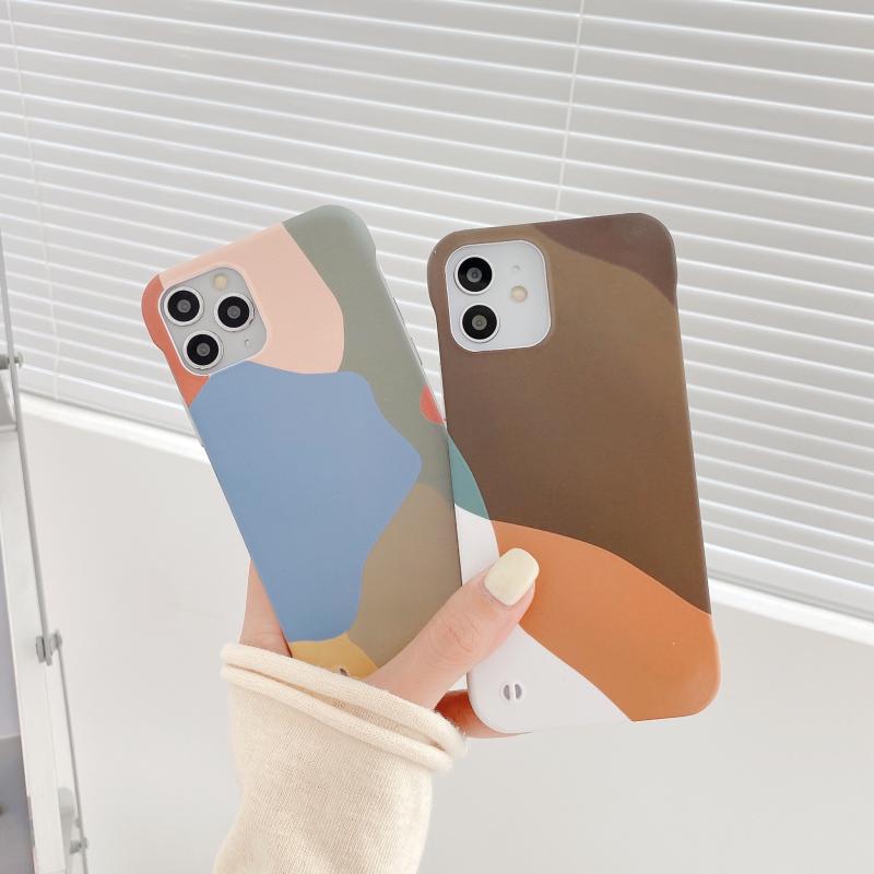日系個性拼接色塊無邊框三星note20U手機殼半包防摔NOTE10PRO簡約情侶S20FE磨砂硬殼s20+潮款保護套S21ultra