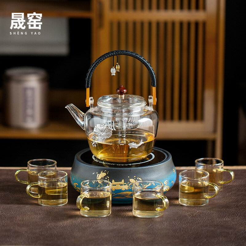 晟窯蒸煮泡茶壺玻璃提梁壺煮茶器茶具套裝家用大容量燒水壺