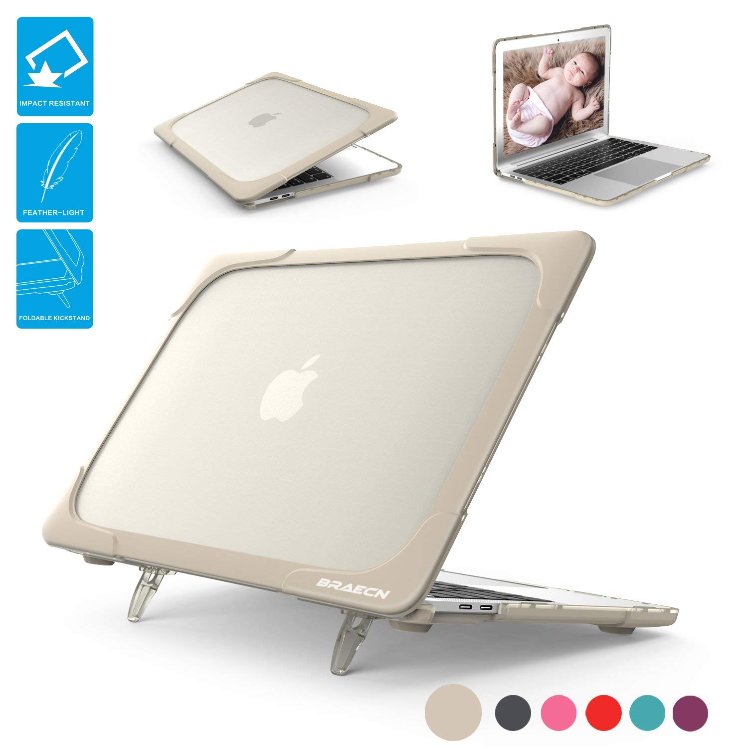 [7美國直購] 保護殼帶支架 BRAECN stock for MacBook 12 Inch Case, [Heavy Duty] Slim Rubberized B075T84YQF