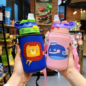 韓版簡約大人吸管杯兒童學生玻璃杯創意潮流便攜少女背帶水杯隨手