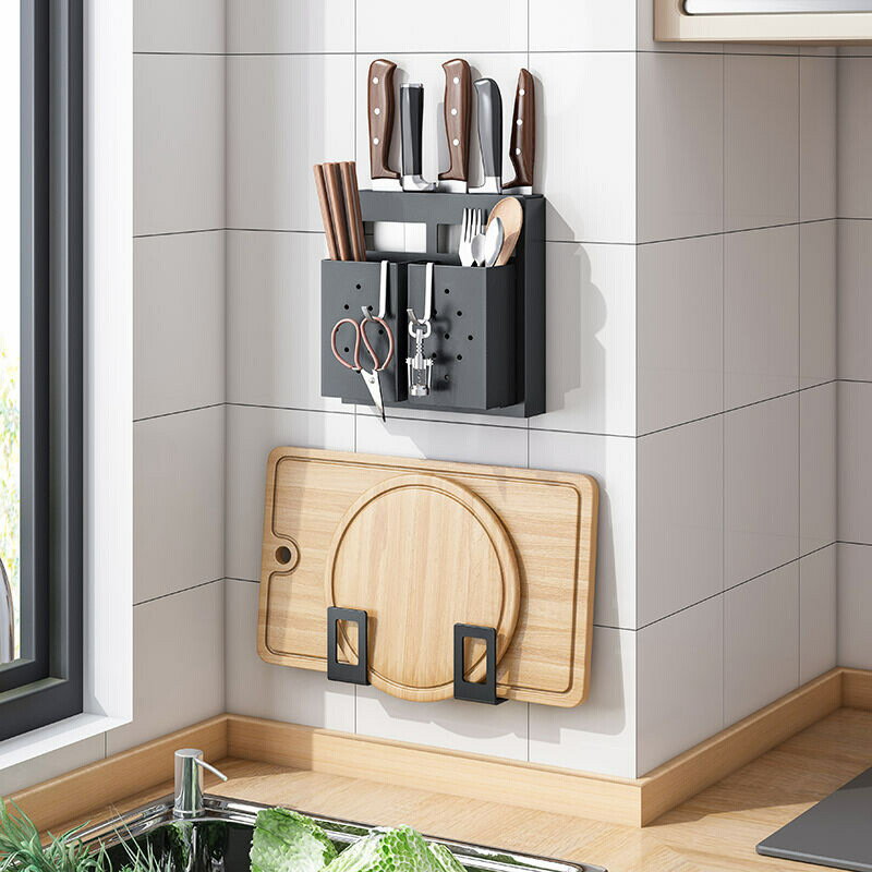 置物架 廚房收納置物架多功能免打孔刀具置物架刀架筷子砧板菜板架壁掛式