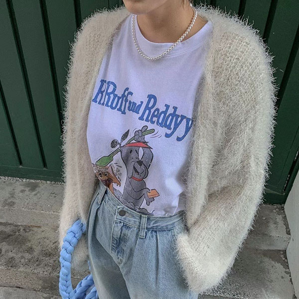 ANNAS 正韓 開衫 女神 外套 毛毛 毛海 爆毛 性感 柔軟 大衣 外搭 罩衫 粉藍米咖 百搭 顯瘦 韓國 5