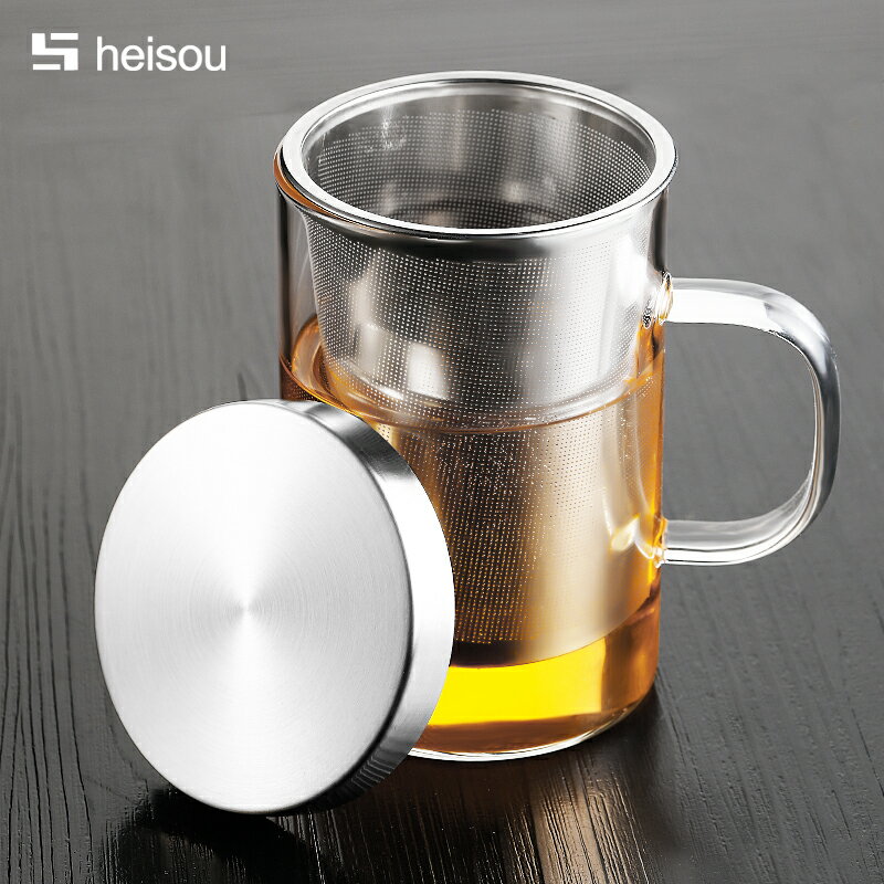 茶杯茶水分離泡茶杯子耐熱玻璃水杯帶蓋把手家用過濾大容量花茶杯