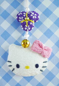 【震撼精品百貨】Hello Kitty 凱蒂貓 KITTY手機吊飾-和風系列-紫花 震撼日式精品百貨