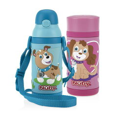 Nuby 3D超輕量不鏽鋼真空學習杯385ml(憨憨犬/甜心犬)★衛立兒生活館★