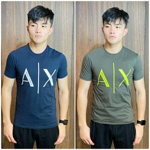 美國百分百【Armani Exchange】T恤 AX 短袖 圓領 logo 上衣 T-shirt 深藍 軍綠 BM72
