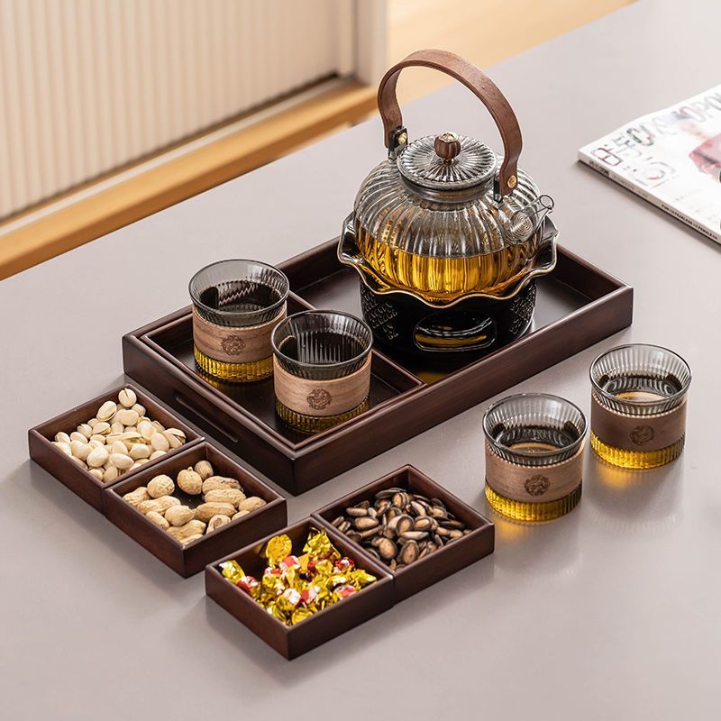 花草茶具套裝家用耐熱玻璃花茶壺蠟燭加熱煮茶過濾水果茶壺養生壺