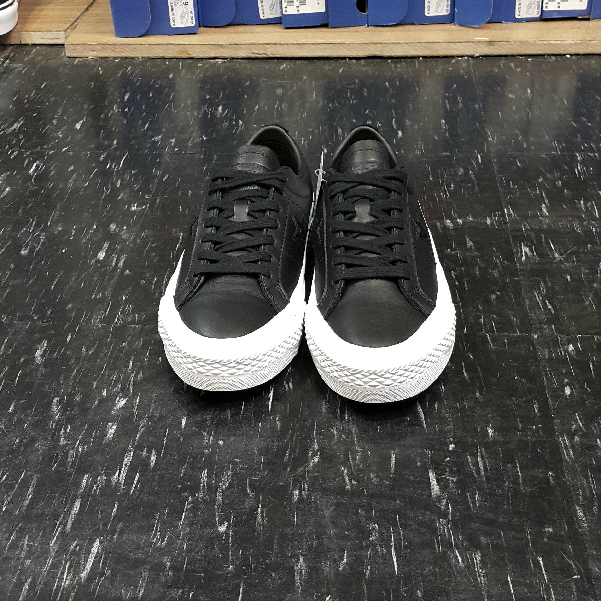 Converse One Star 黑色黑白荔枝紋皮革LUNARLON 鞋墊防潑水155548C