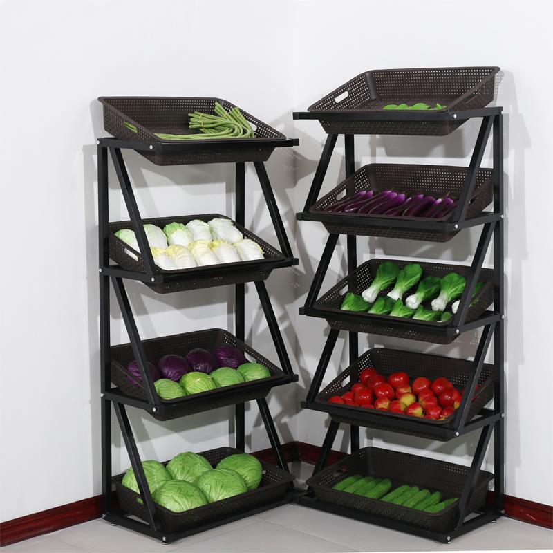 水果貨架展示架 超市果蔬架 超市水果蔬菜貨架展示架創意多層菜架便利店果蔬架小零食貨架『XY37170』