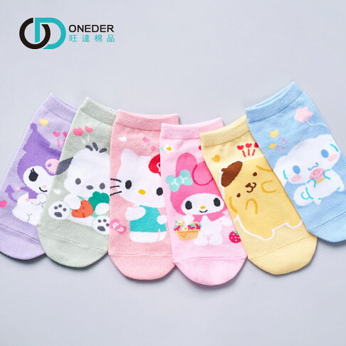 Sanrio 三麗鷗 耀眼系列童襪 兒童短襪 直版襪 酷洛米 大耳狗 布丁狗 帕洽狗 【旺達棉品】PC-A503】 0