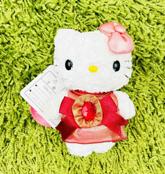 【震撼精品百貨】Hello Kitty 凱蒂貓~日本sanrio三麗鷗 KITTY絨毛吊飾-誕生1月鑽石紅*38113