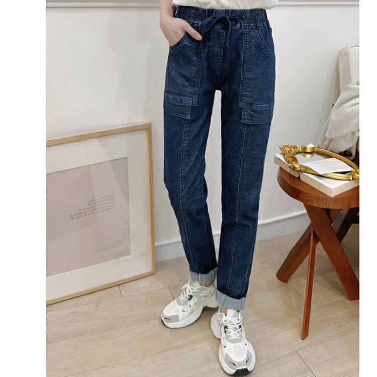 工裝彈力牛仔褲(S-3L)   【B370400】