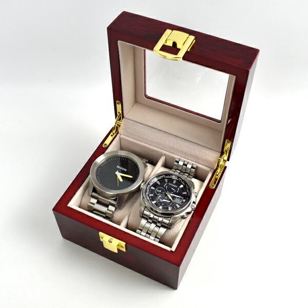 手錶收納盒 2格紅色鋼琴烤漆【NAWA187】