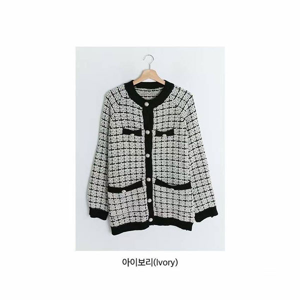 ANNAS 正韓 外套 小香風 毛呢 格紋 格子 編織 小香 大衣 風衣 長版 韓國 2