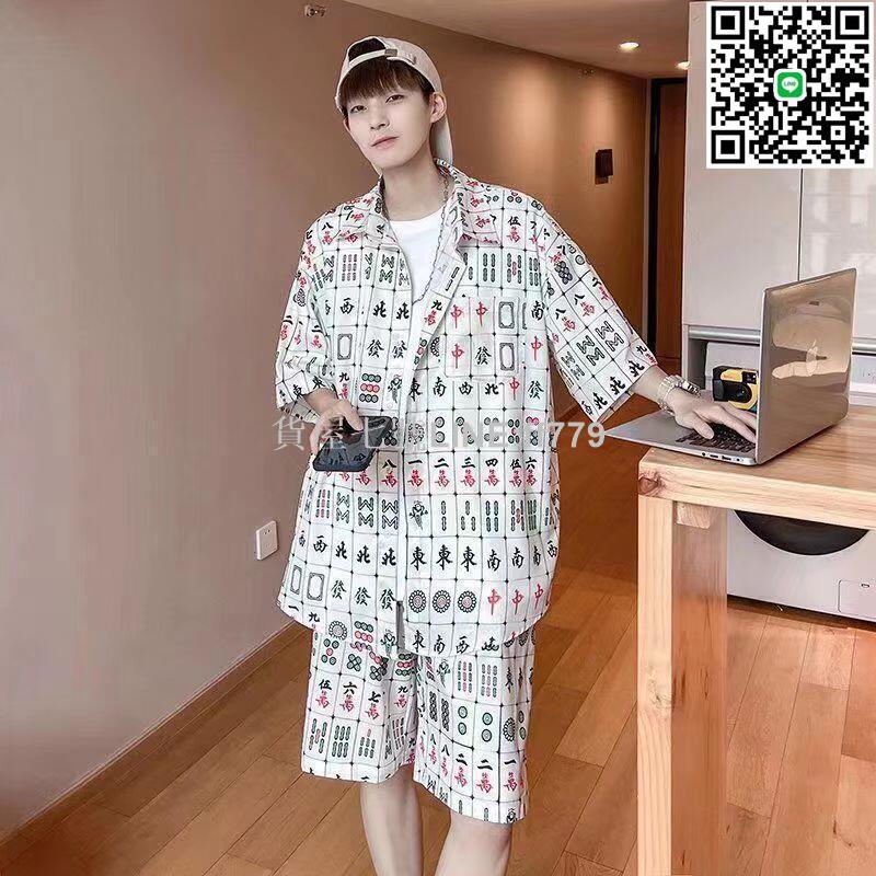 【貨屋七號】
麻將戰衣 花襯衫 戰袍 麻將衣服 oversize 襯衫短袖 夏季潮薄 碎花襯衫 襯衫短 五分袖