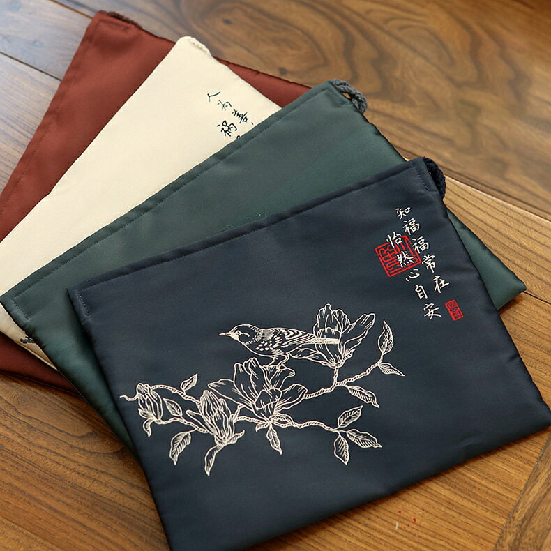中式禪意織繡收納袋蓮花經書包復古禪意手機包零錢包中國風手拎袋