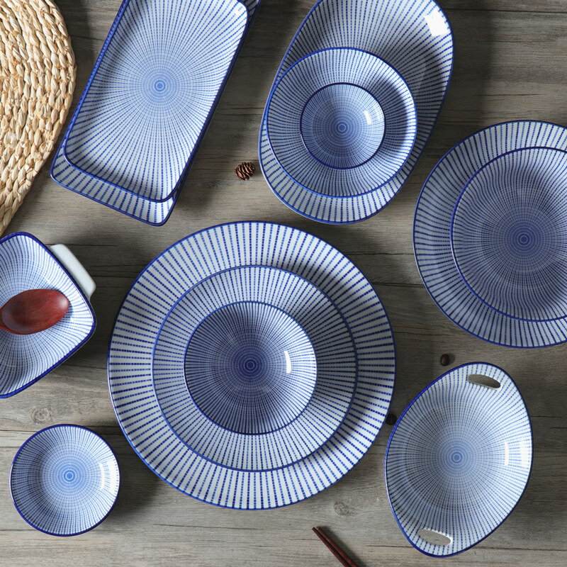 日式陶瓷餐具平盤魚盤菜盤盤碗組合碗碟北歐家用套碗盤子飯碗套裝
