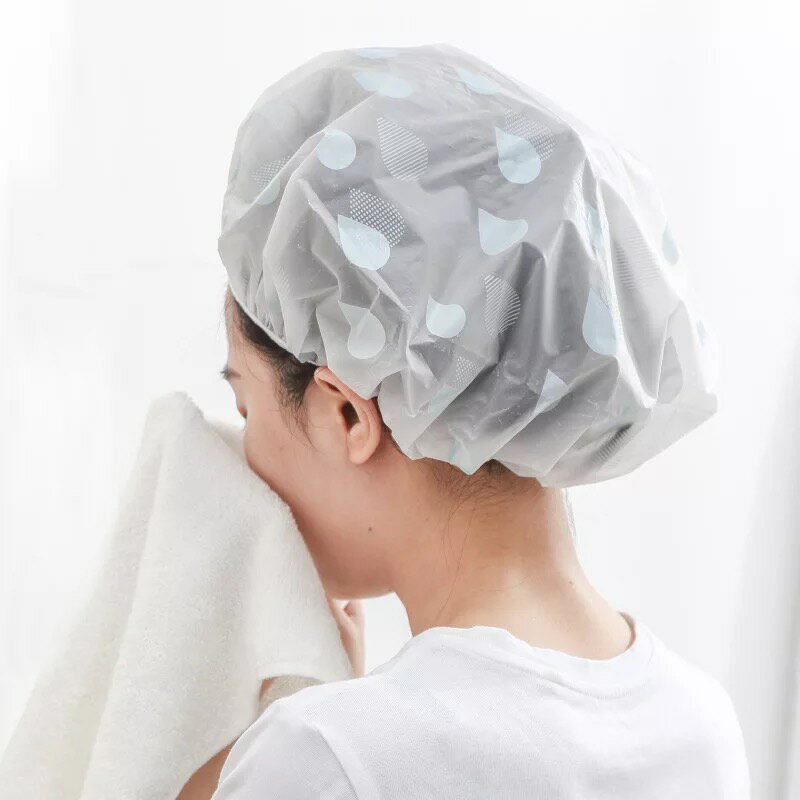 2個EVA防水浴帽成人女款洗澡頭發罩淋浴頭套帽子發套防油煙發帽