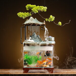 新中式招財風水假山噴泉魚缸辦公客廳創意轉運球流水擺件桌面裝飾