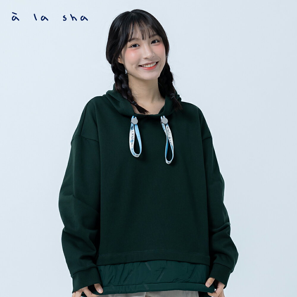a la sha 連帽拼接尼龍上衣
