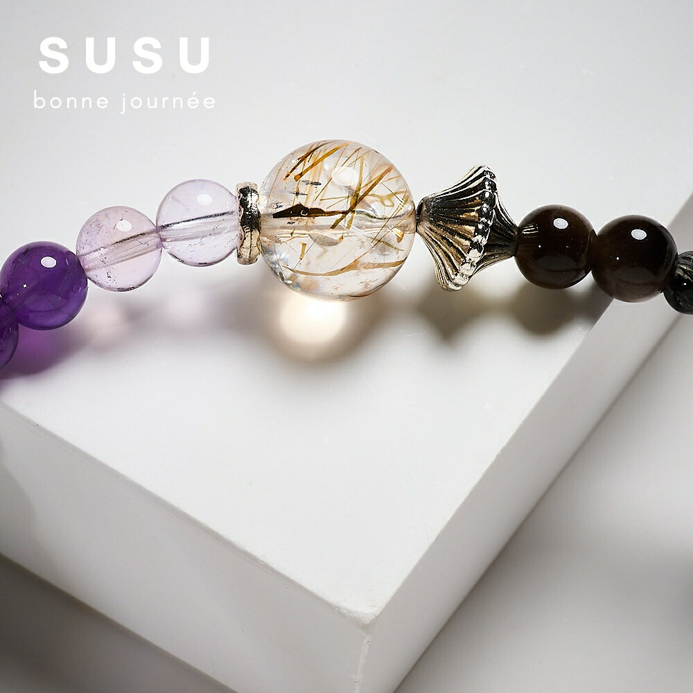 SU SU︱紫水晶雙圈水晶手鍊❤️紫水晶 白水晶 銀曜石 超七 髮晶 事業運 招財 轉運 能量 防小人 2