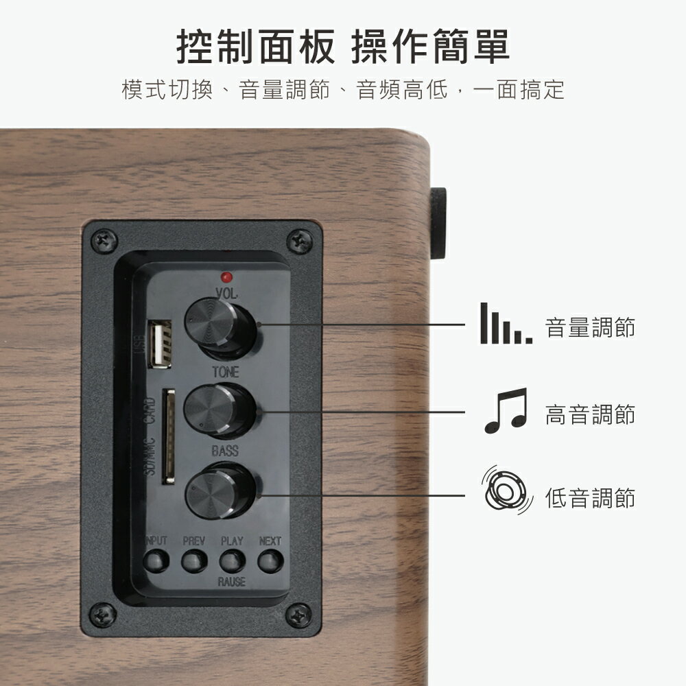 DIKE 全木質2.1聲道 藍芽喇叭 【EQ旋鈕配置】 藍芽音響 重低音喇叭 喇叭 音響 音箱 藍芽音箱 DSM307 6