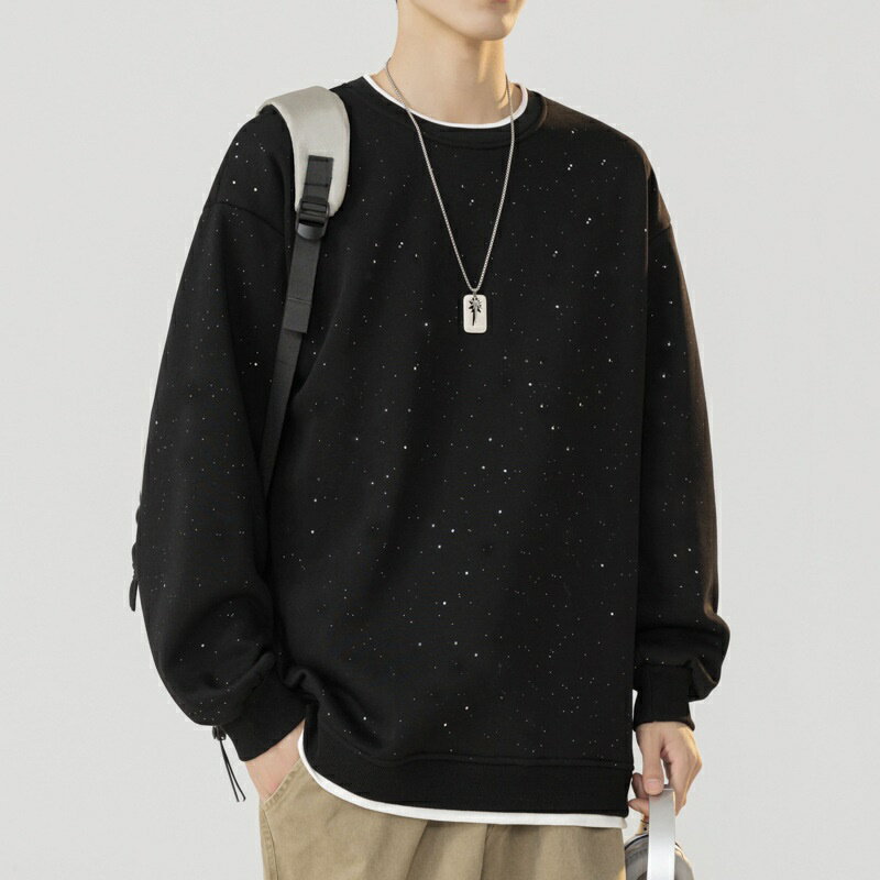 現貨+預購 T恤長袖上衣-假兩件時尚印花加絨男裝74kn80【獨家進口】【米蘭精品】