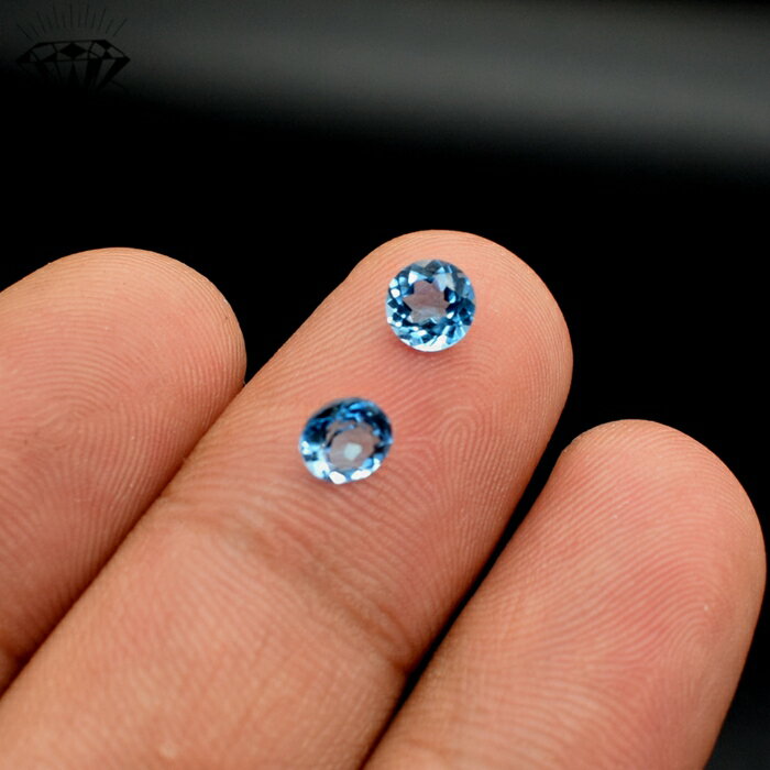 天然瑞士藍寶石圓形2mm5mm戒指耳釘鑲嵌主石配石圓鉆托帕石寶石