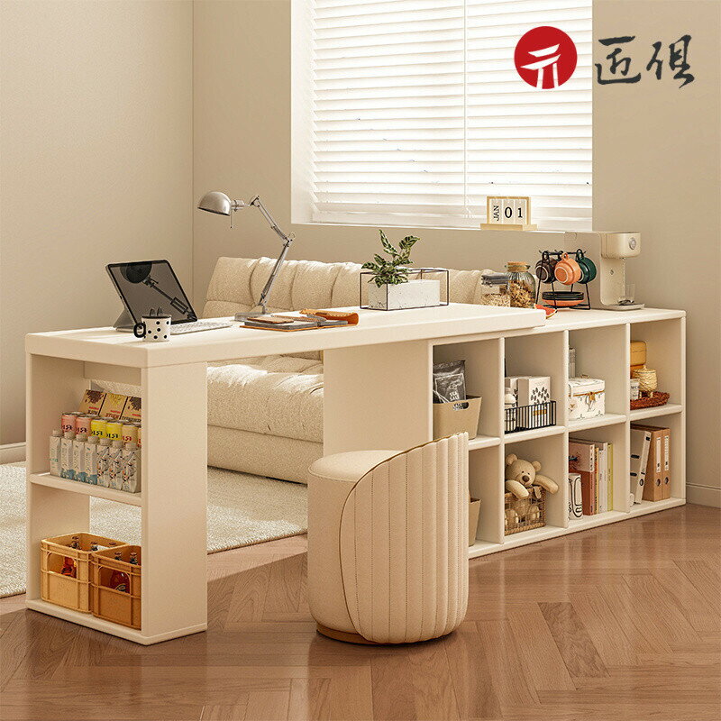 【匠俱】實木電腦桌 帶書櫃書桌 小型傢用可伸縮書桌 書架一體式三合一辦公臺 辦公桌 臥室拐角梳妝臺