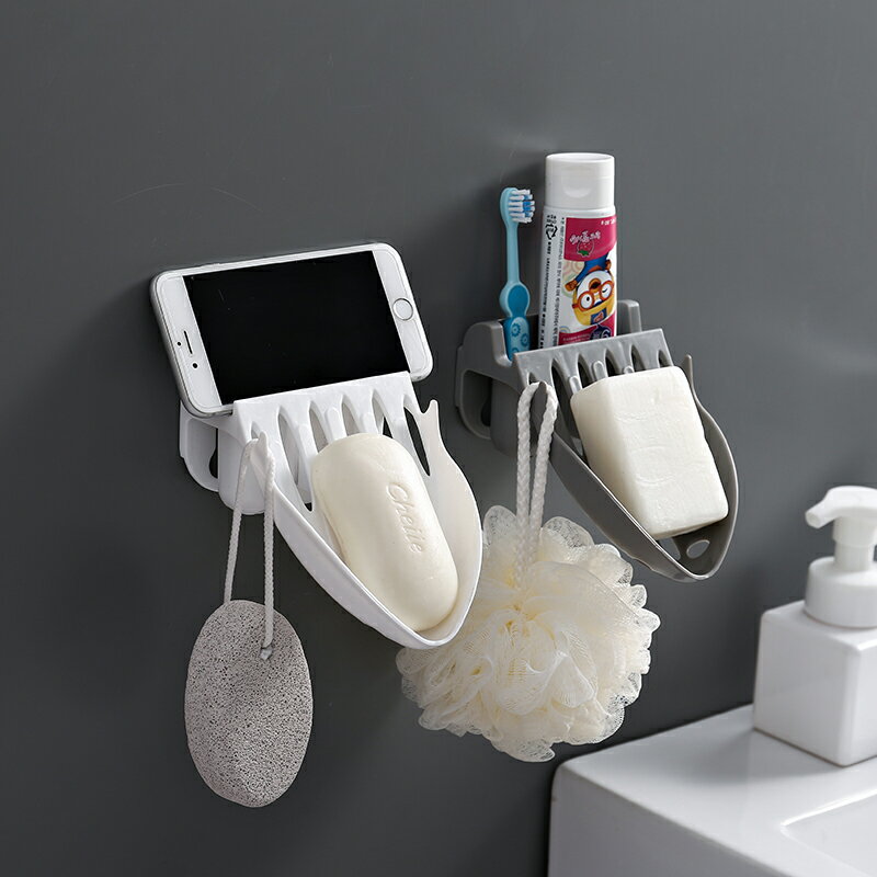 免打孔瀝水肥皂盒創意壁掛式浴室衛生間家用香皂盒梳子置物架皂托