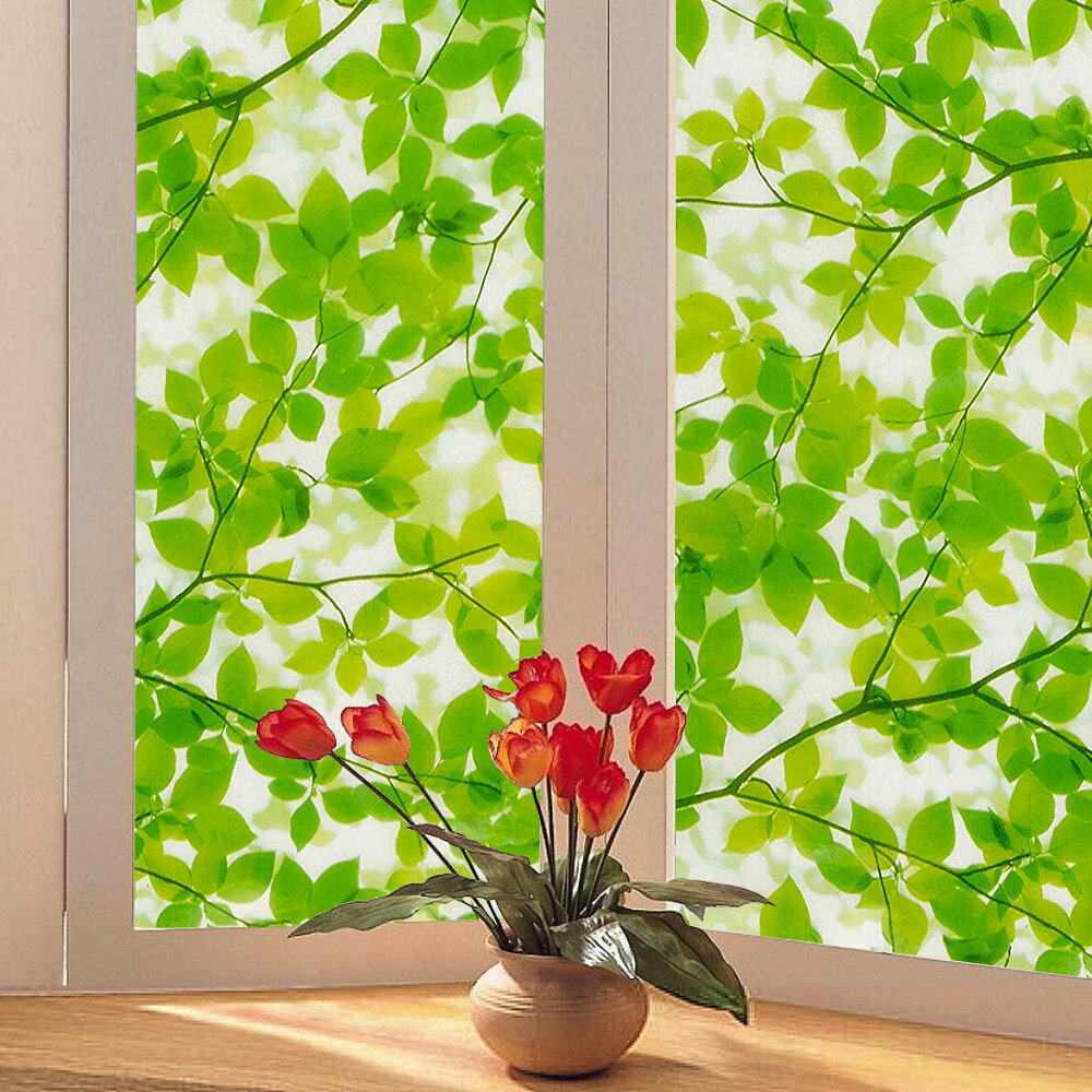 日本MEIWA抗UV節能靜電窗貼 (綠葉盈窗) - 92x200公分