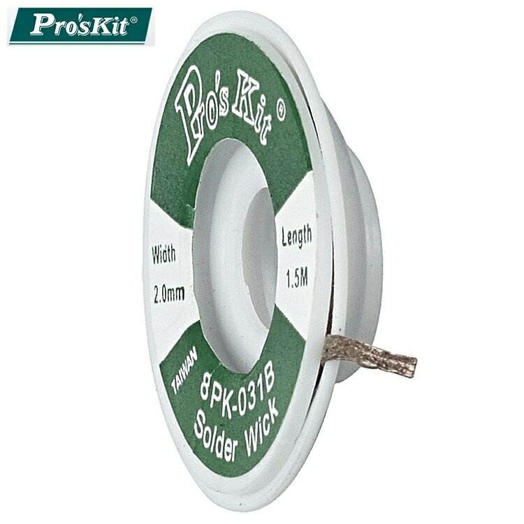 又敗家@台灣製造Pro'sKit寶工吸錫網線8PK-031B(2mm*1.5M)吸頭線8g合金銅絲適精密電路密度8公克1.5米2.0mmProsKit【全館299超取免運】【APP下單點數4倍送】