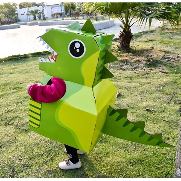 恐龍紙箱可穿紙板模型兒童紙皮玩具手工制作DIY動物穿拼裝幼兒園