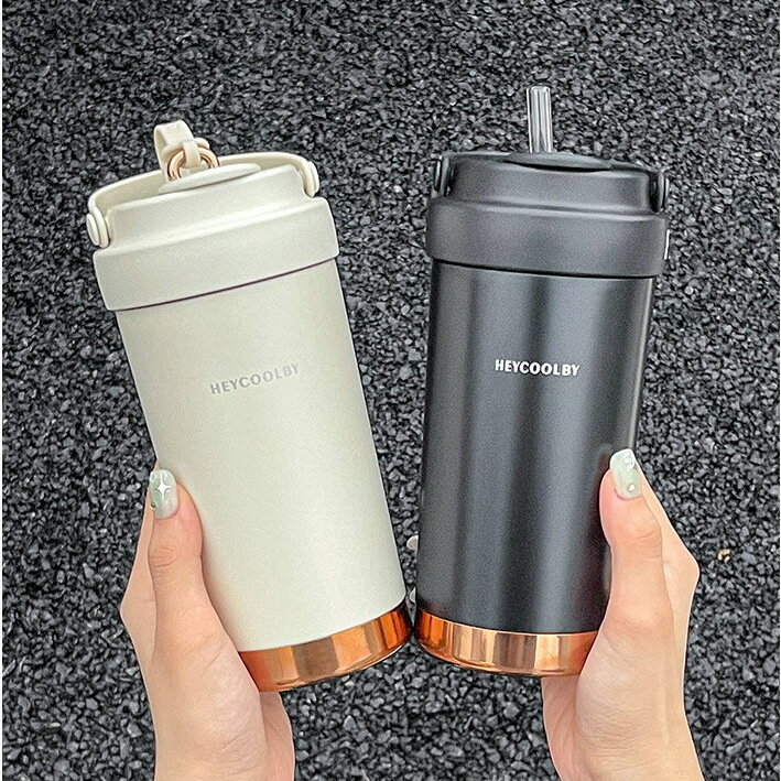 高顏值女生辦公室隨手咖啡杯陶瓷內膽不鏽鋼保溫杯學生家用吸管杯